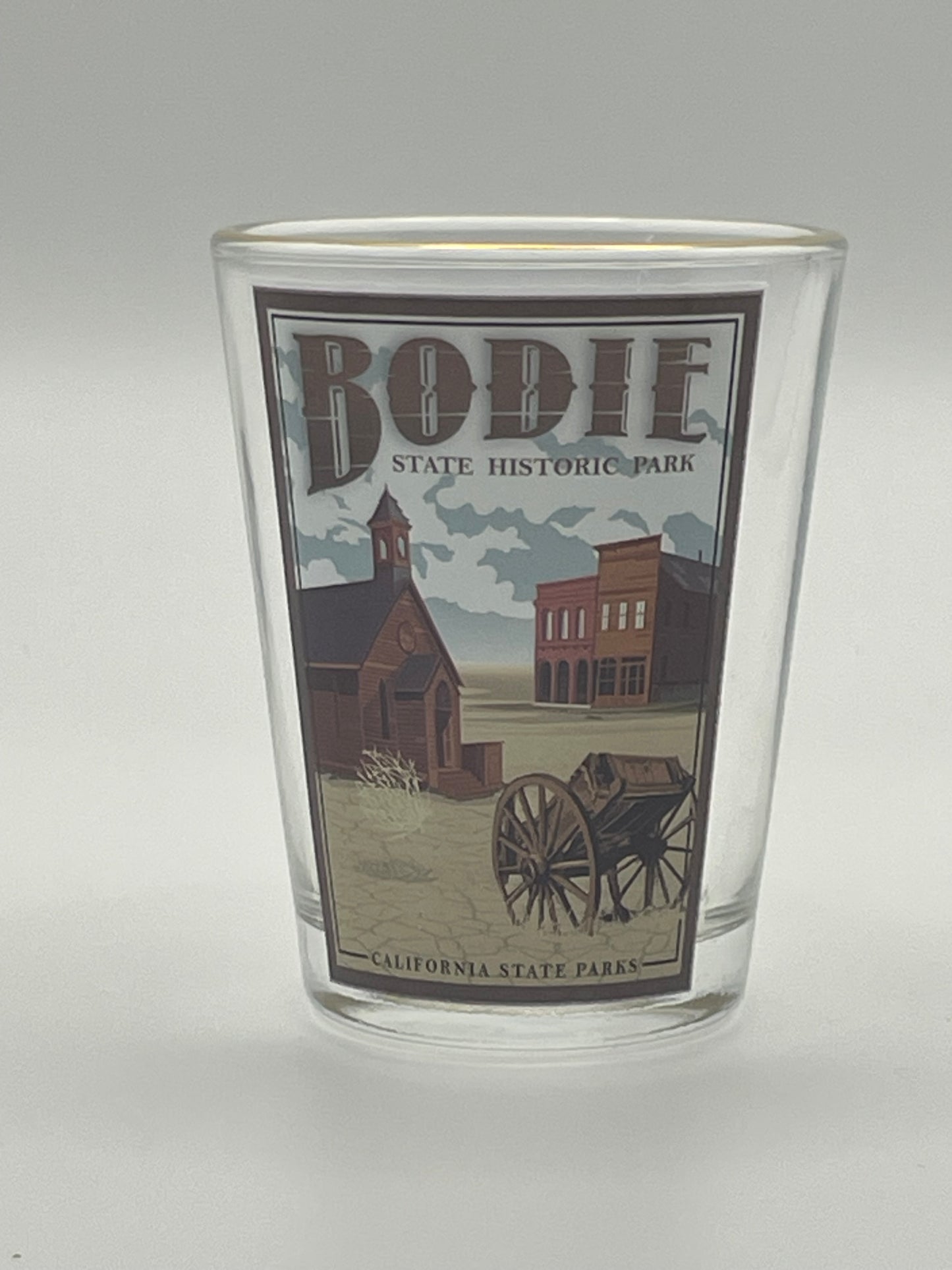 Shot Glass-Retro Church and Wagon