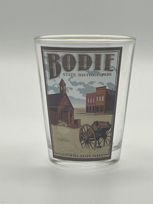 Shot Glass-Retro Church and Wagon